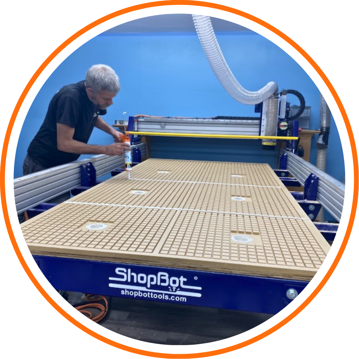 Side view of the CNC machine